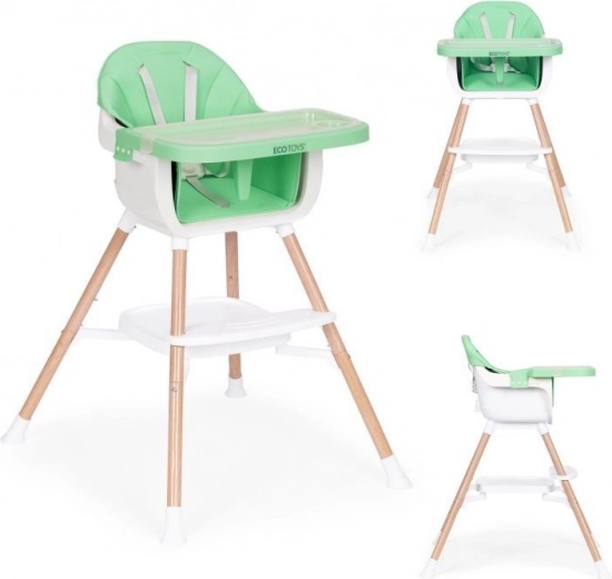 2-in-1 High Chair for Kids, Green, ECOTOYS