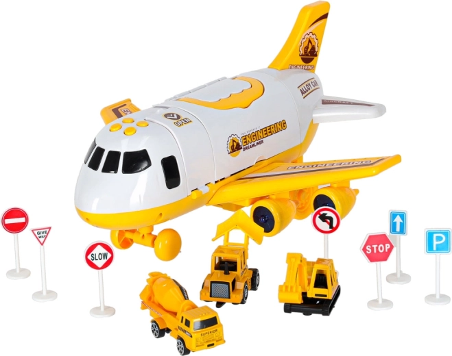 Construction vehicles and signs included