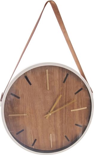 Smėlio spalvos sieninis laikrodis iš medžio ir metalo 38 cm