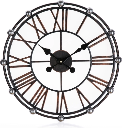 Sieninis apvalus laikrodis 50 cm, bronzinės spalvos