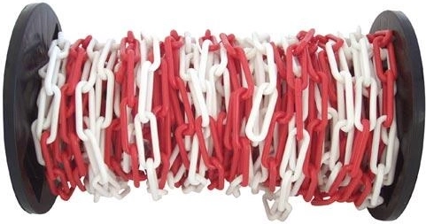 Plastic warning chain red-white 25 m