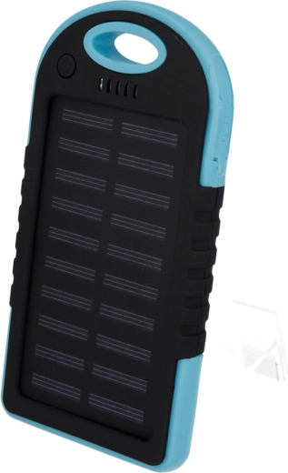Setty saulės energija įkraunama išorinė baterija 5000 mAh, mėlyna