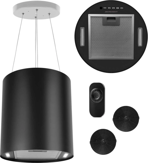 Island pendant cooker hood 35 cm, black