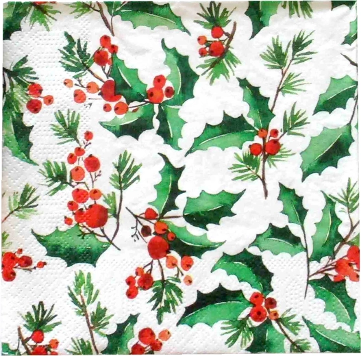 Kalėdinės servetėlės su bugienio motyvu, 3 sluoksnių, 33 × 33 cm – 1 vnt.