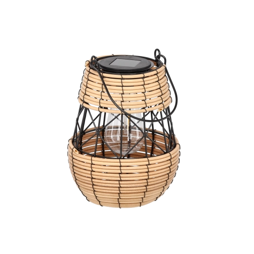 Solar metal lantern lamp black–beige 23 cm