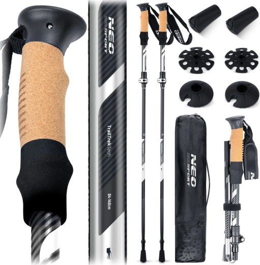 Neo Sport Trekking Poles 85–130 cm with Cork Grip and Click&Go System