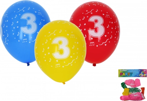 Inflatable balloons 30 cm with number 3 – set of 5 pcs
