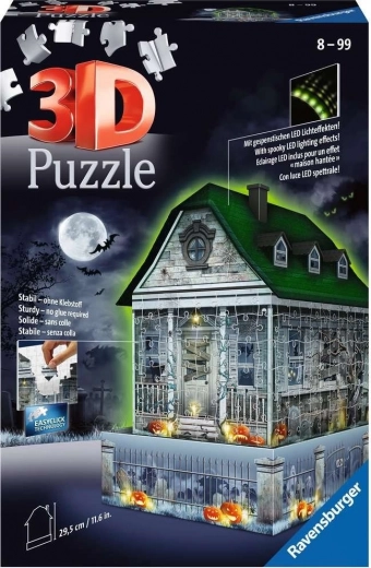 Ravensburger 3D dėlionė „Vaiduoklių namas“ su švytėjimo efektu tamsoje, 216 dalių