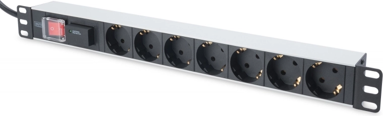 PDU 19" rakinė maitinimo juosta 7xSchuko, 2 m, 1xSchuko, 16 A su apsauga nuo viršįtampių