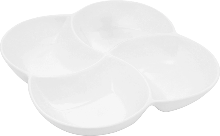 Regular porcelianinė padalinta serviravimo lėkštė/dubuo, 4 skyriai, 26,5 cm, kreminė