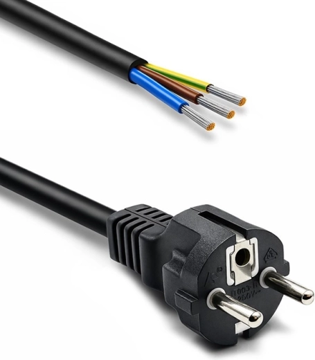 Power cable with SCHUKO CEE 7/7 (E/F) plug, copper, 3×1.5 mm², 1.8 m - 1 piece