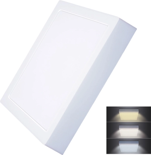 Solight paviršinis LED mini skydelis, kvadratinis, CCT, 24 W, 1800 lm
