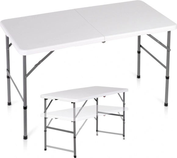 Vilde sulankstomas renginių/catering stalas 2in1, baltas, 120 × 60 cm, aukštis 49/73,5 cm