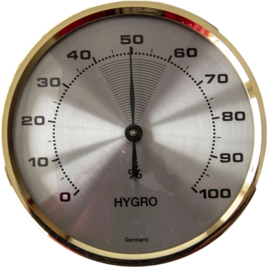 Analoginis metalinis drėgmės matuoklis su žalvariniu žiedu, skersmuo 7 cm