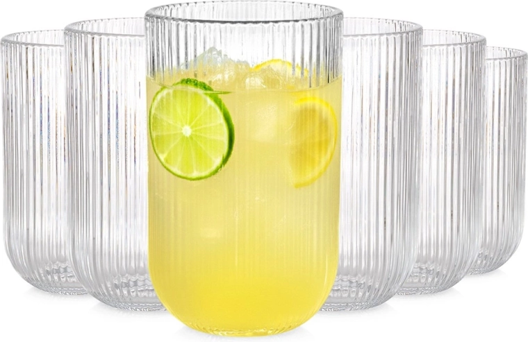 Vilde 400 ml stiklinių rinkinys, 6 vnt – rumbuotos permatomos gėrimų stiklinės