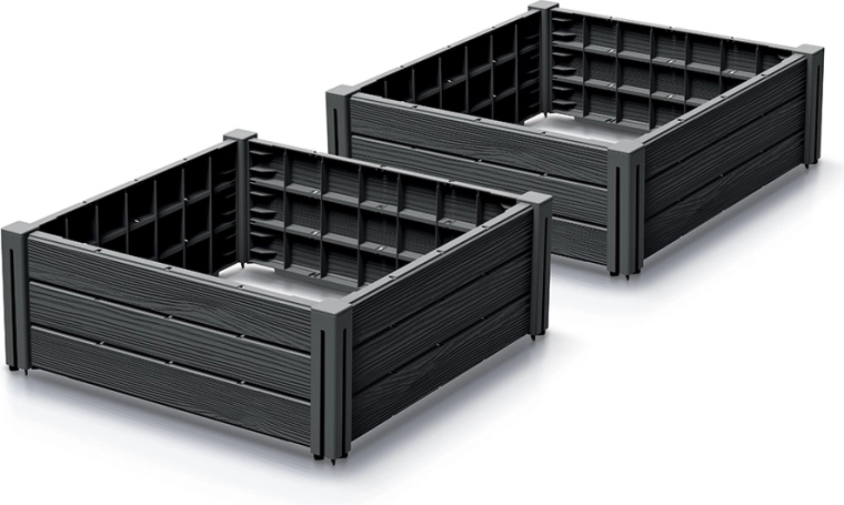 BASEPLANT Raised Bed Set, 2 pcs, 61.8 × 61.8 × 23 cm, anthracite