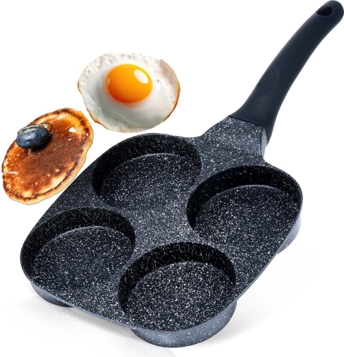 Granito kiaušinių keptuvė su 4 angomis Black Line 19 × 19 cm