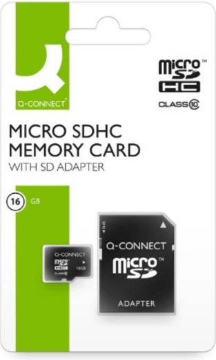 Q-Connect microSDHC 16 GB memory card with SD adapter