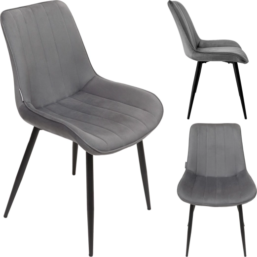 Upholstered velvet dining chair in loft style, graphite