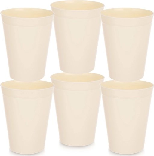 Kreminės plastikinės SANDY 300 ml taurės – 6 vnt. rinkinys