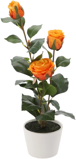 Artificial decorative plant tea rose in a flowerpot 47.5 cm