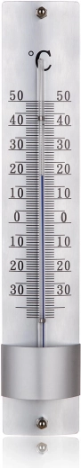 Sieninis metalinis termometras 21,5 cm, sidabrinis
