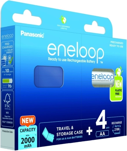 Eneloop AA 2000 mAh akumuliatoriai – 4 vnt. rinkinys su dėklu