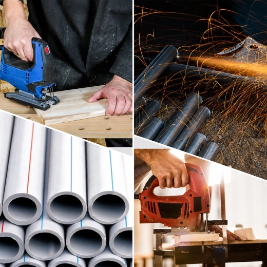 Cutting wood, plastics and metal