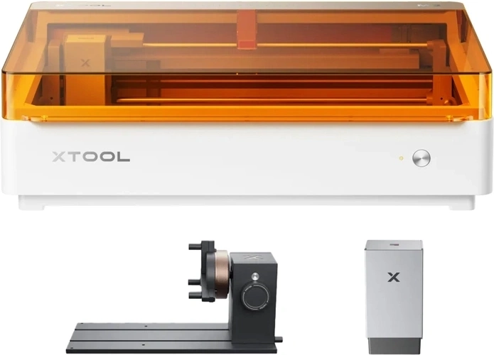 xTool M2 Deluxe 10 W laser engraver and cutter with CMYK module and RA3 Lite rotary kit