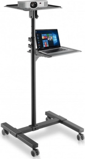 Mobile Metal Projector Stand with Adjustable Shelves