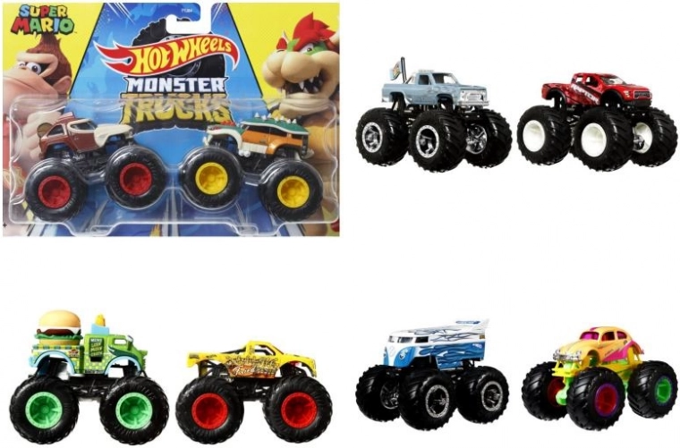 Hot Wheels Monster Trucks 1:64 dvipakė – įvairūs modeliai