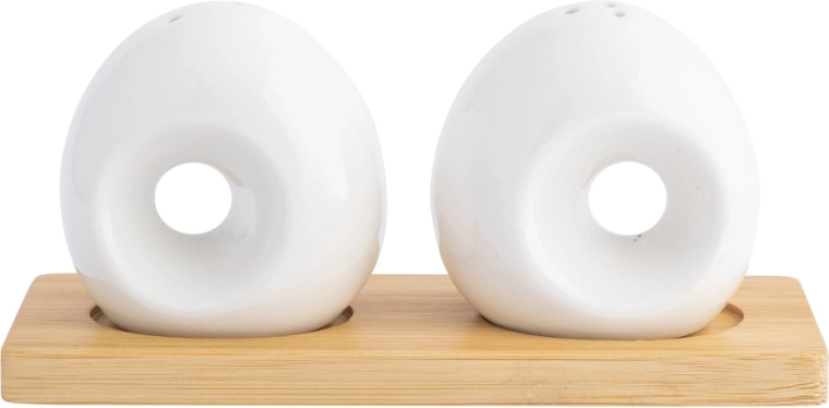 Regular Salt & Pepper Shaker Set on a Bamboo Base
