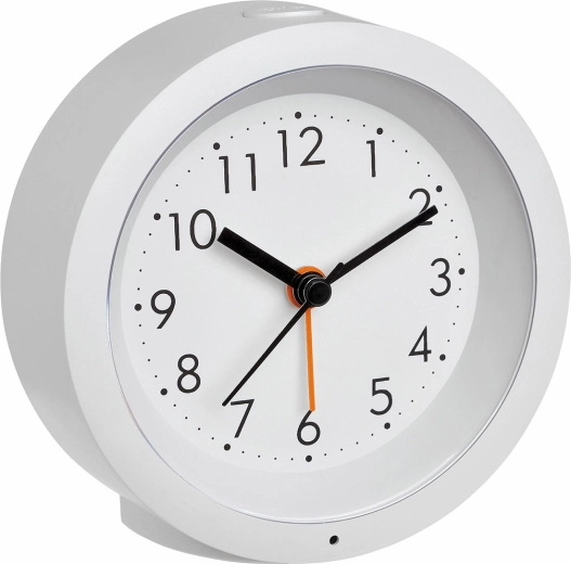 Analog round alarm clock with backlight TFA, white