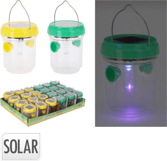 Saulės energija įkraunamas LED žibintas su vabzdžių gaudykle, skersmuo 7 cm, aukštis 9 cm, spalvų miksas