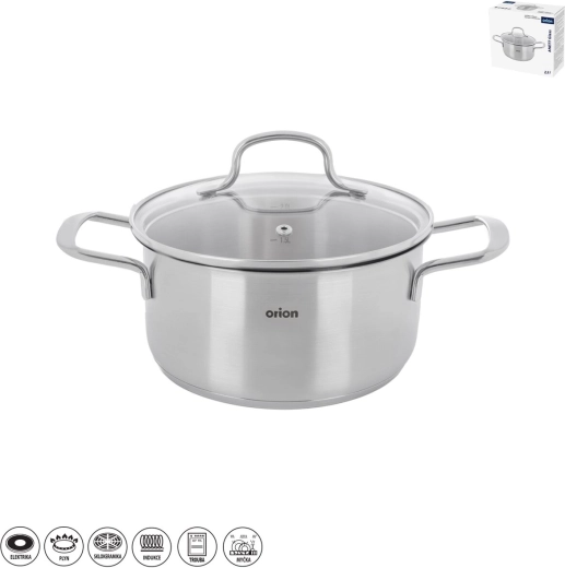 Stainless steel saucepan ANETT Glass 2.5 l with glass lid