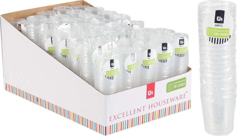 Plastic shot cups 30 ml, transparent, 20 pcs
