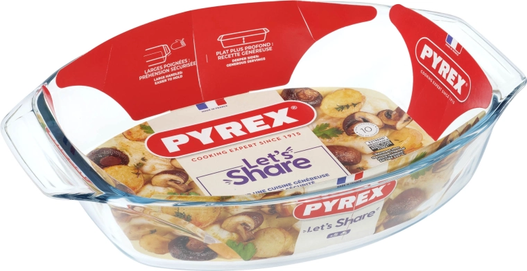Ovalus kepimo indas PYREX 35 × 24 cm iš borosilikatinio stiklo