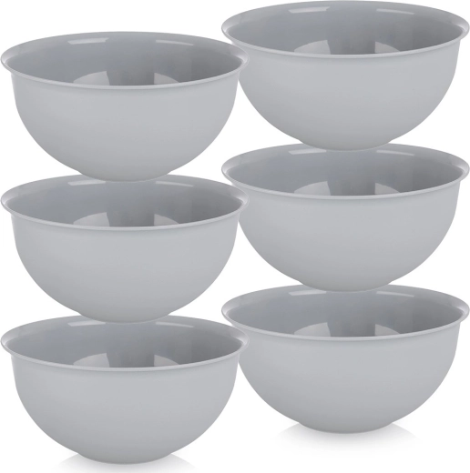 Plastikiniai dubenėliai Sandy 13 cm, 500 ml, pilki, 6 vnt. rinkinys