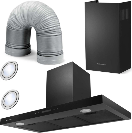Chimney Cooker Hood 90 cm Black Berdsen