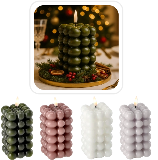 LED Candle Bubble 6 × 11.5 cm in Real Wax
