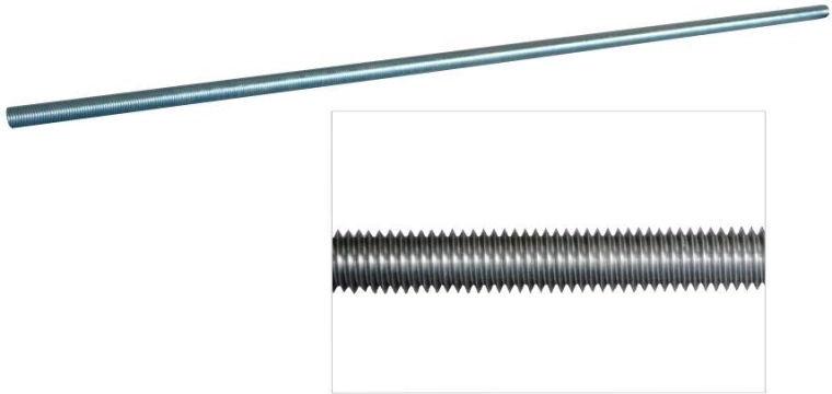 Cinkuota srieginė strypas M4 DIN 975 – stiprumo klasė 4.8, ilgis 1 m