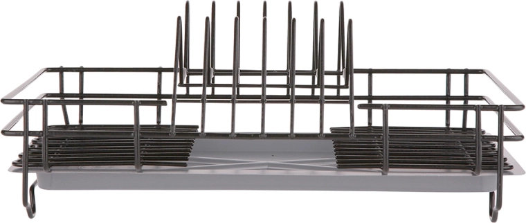 Single-tier 35 cm dish drying rack with drip tray, black