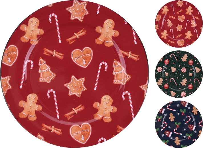 Christmas plastic plate 33 cm, mix of colors and designs