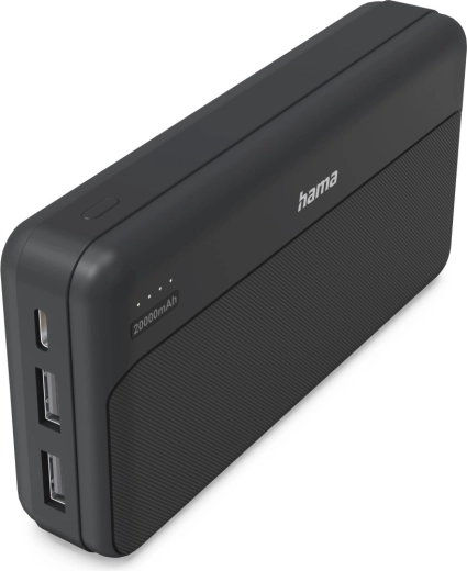Hama 20,000 mAh Power Bank, 2× USB-A, anthracite