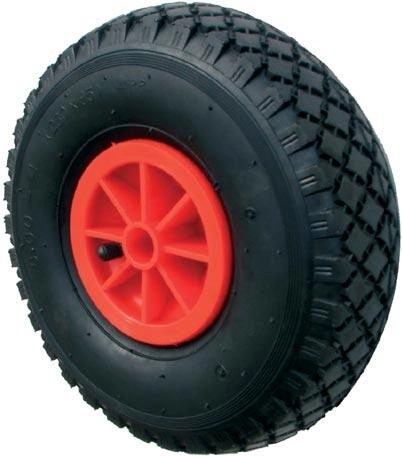260 mm pripučiamas ratukas krovinių vežimėliui su plastikiniu disku, 20 mm stebule