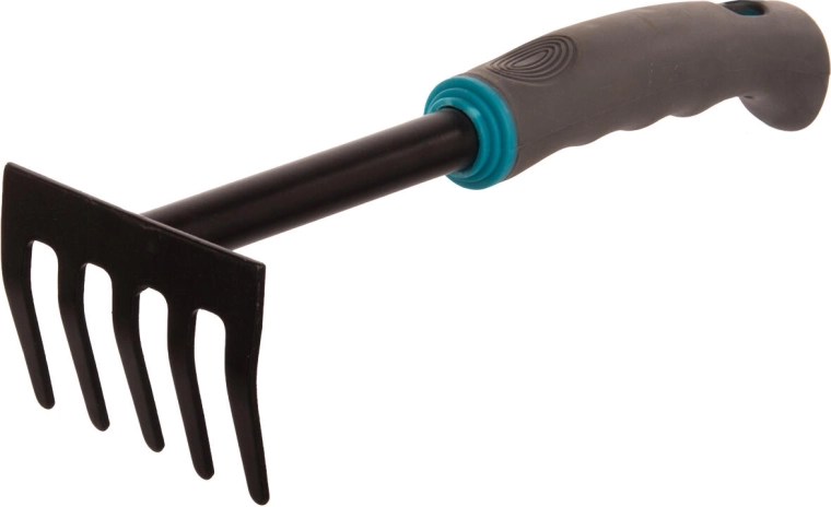 Hand Rake with Handle, 5 Tines, 28.5 cm
