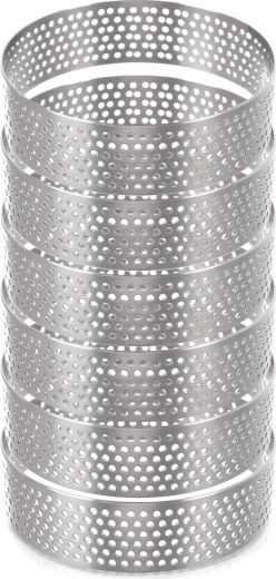 Perforuoti nerūdijančio plieno žiedai tartaletėms 7 cm, rinkinys 6 vnt.