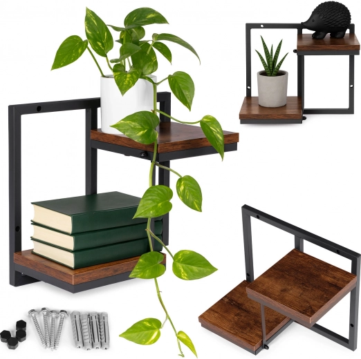 Pakabinama gėlių lentyna loft 2 lygių ModernHome