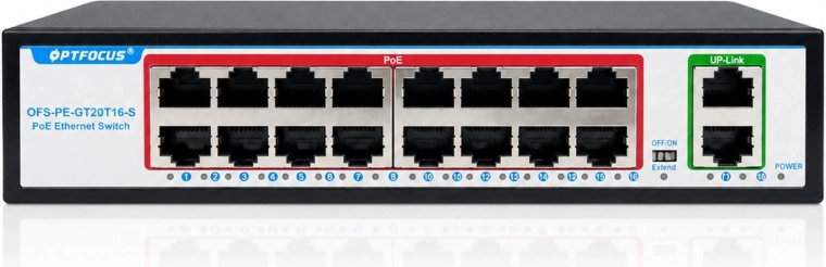 Gigabit PoE switch Renew Force 16× PoE + 2× uplink
