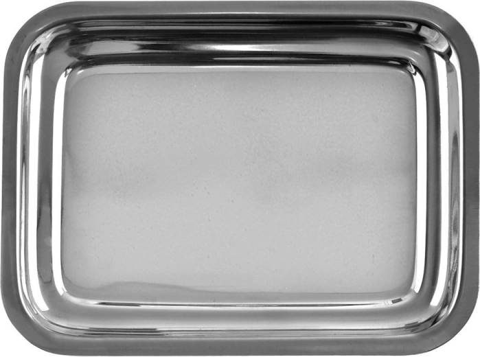 Stainless steel rectangular serving tray 21.5 × 16.5 cm